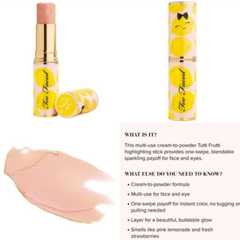 Too Faced Tutti Frutti Frosted Fruits Highlighter NWT in Pink Lemonade - Picture 3 of 9